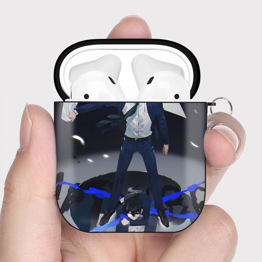 （画像用） 名探偵コナン Detective Conan AirPods 第2世代保護ケース ハードシェル ブラック 耐衝撃・防指紋・カラビナ付き