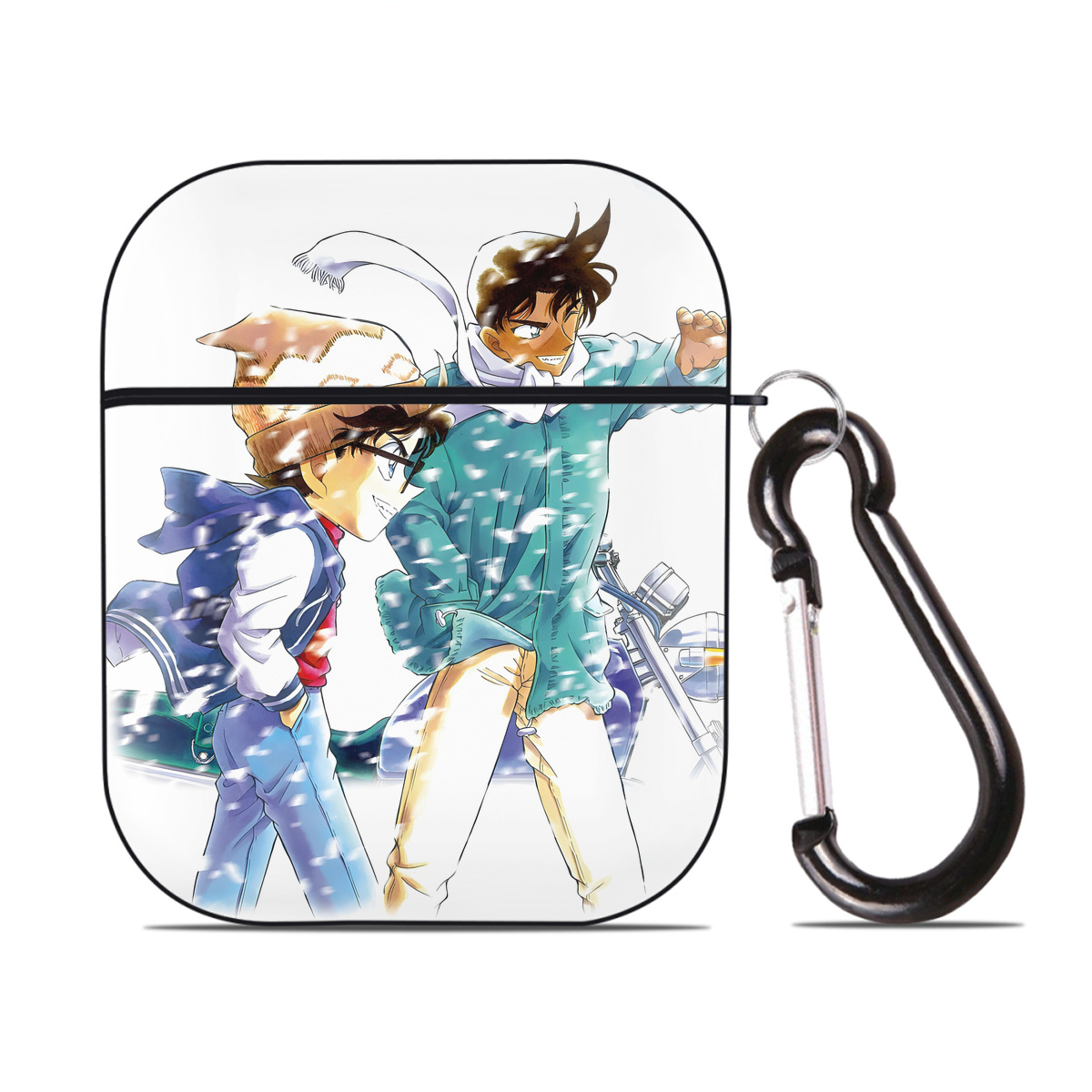 （画像用） 名探偵コナン Detective Conan AirPods 第2世代保護ケース ハードシェル ブラック 耐衝撃・防指紋・カラビナ付き