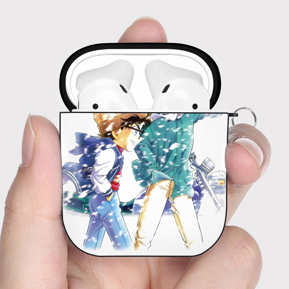 （画像用） 名探偵コナン Detective Conan AirPods 第2世代保護ケース ハードシェル ブラック 耐衝撃・防指紋・カラビナ付き