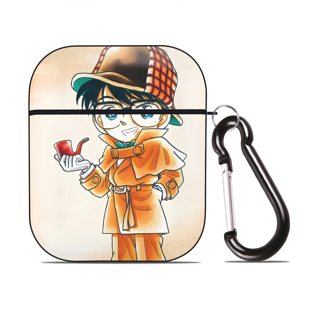 （画像用） 名探偵コナン Detective Conan AirPods 第2世代保護ケース ハードシェル ブラック 耐衝撃・防指紋・カラビナ付き