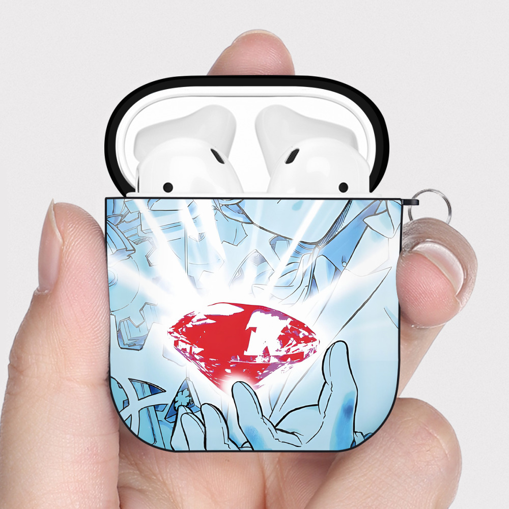 （画像用） 名探偵コナン Detective Conan AirPods 第2世代保護ケース ハードシェル ブラック 耐衝撃・防指紋・カラビナ付き