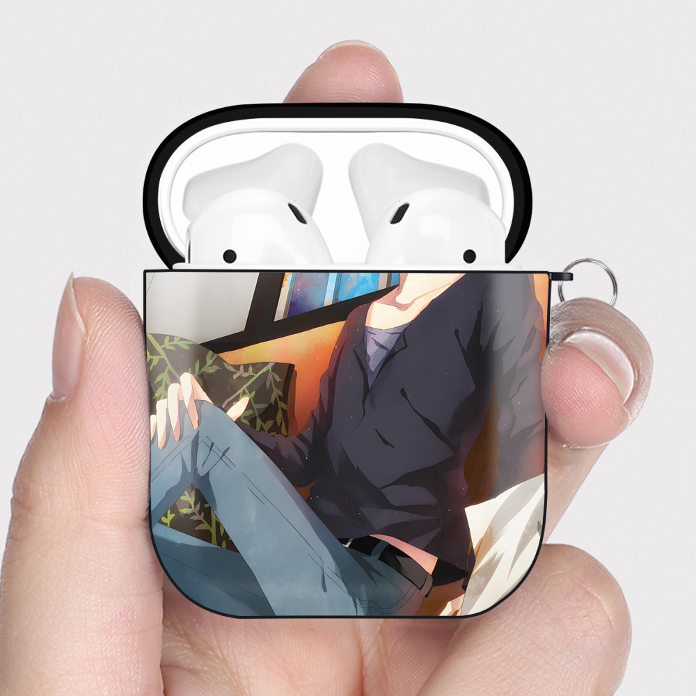 （画像用） 名探偵コナン Detective Conan AirPods 第2世代保護ケース ハードシェル ブラック 耐衝撃・防指紋・カラビナ付き