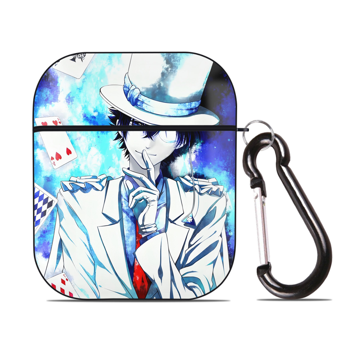 （画像用） 名探偵コナン Detective Conan AirPods 第2世代保護ケース ハードシェル ブラック 耐衝撃・防指紋・カラビナ付き