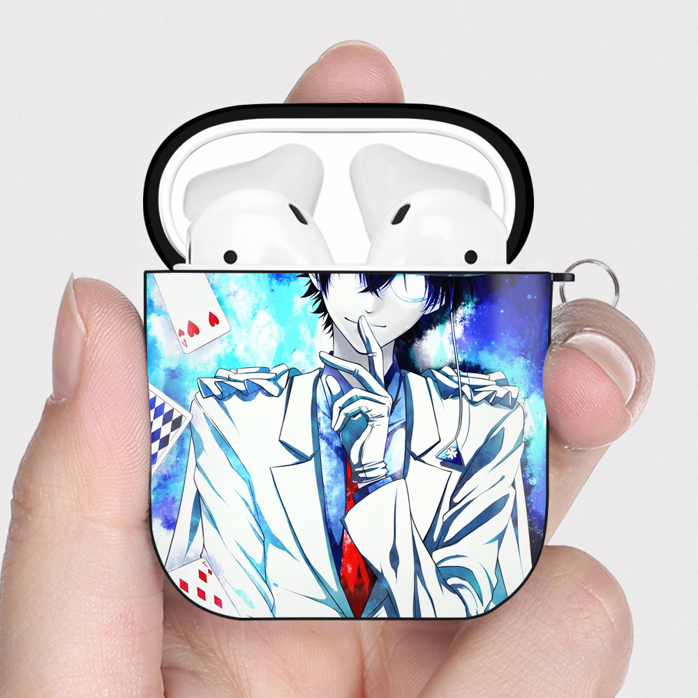 （画像用） 名探偵コナン Detective Conan AirPods 第2世代保護ケース ハードシェル ブラック 耐衝撃・防指紋・カラビナ付き