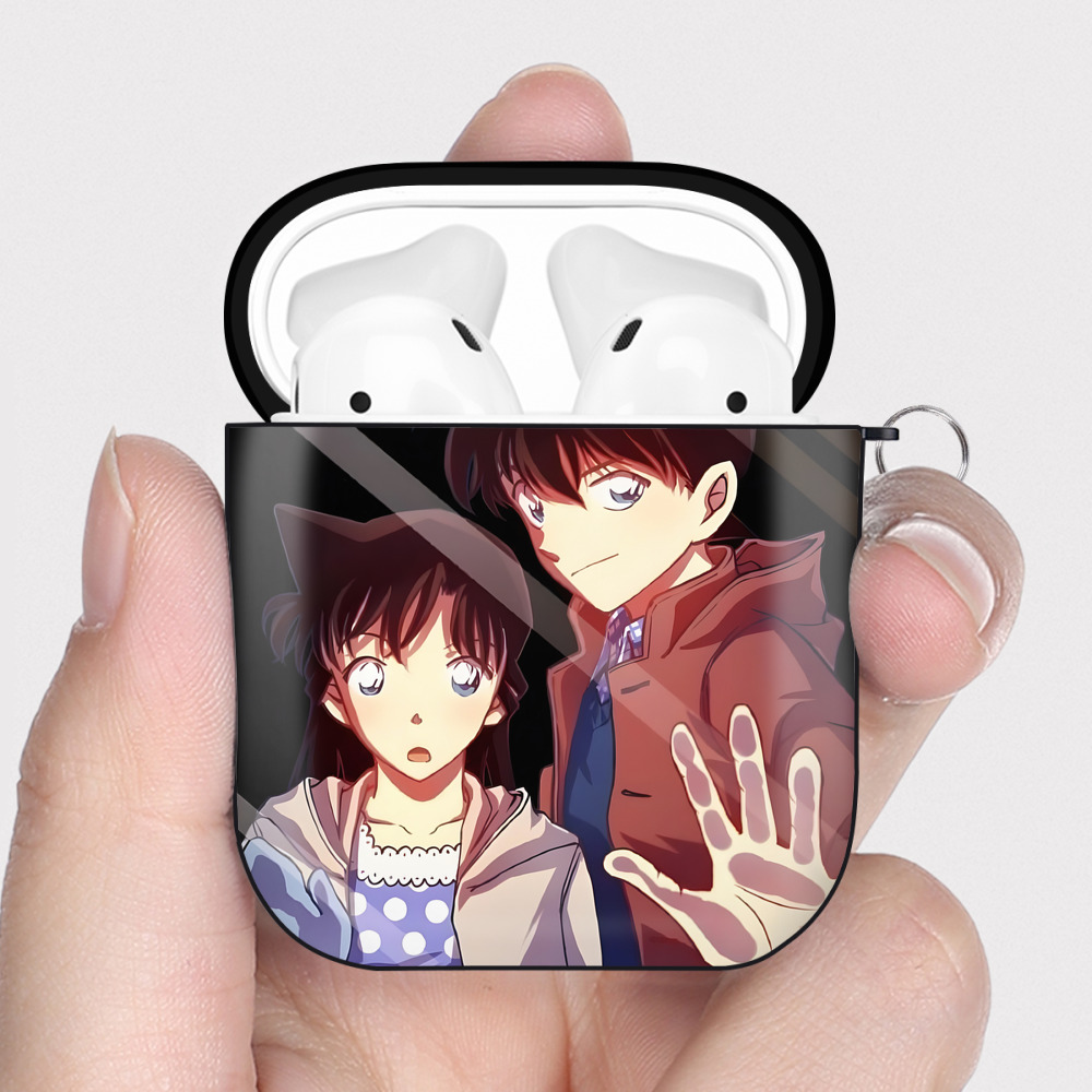 （画像用） 名探偵コナン Detective Conan AirPods 第2世代保護ケース ハードシェル ブラック 耐衝撃・防指紋・カラビナ付き