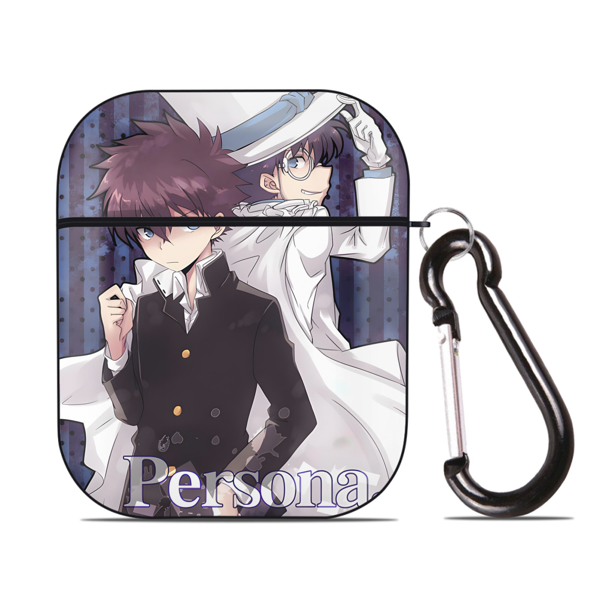（画像用） 名探偵コナン Detective Conan AirPods 第2世代保護ケース ハードシェル ブラック 耐衝撃・防指紋・カラビナ付き