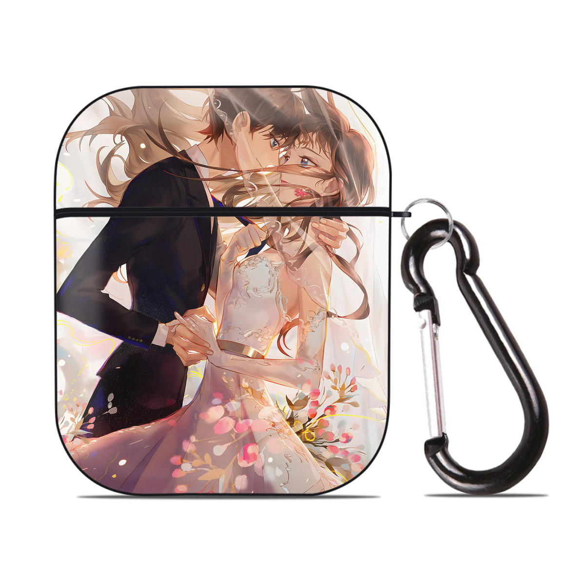 （画像用） 名探偵コナン Detective Conan AirPods 第2世代保護ケース ハードシェル ブラック 耐衝撃・防指紋・カラビナ付き