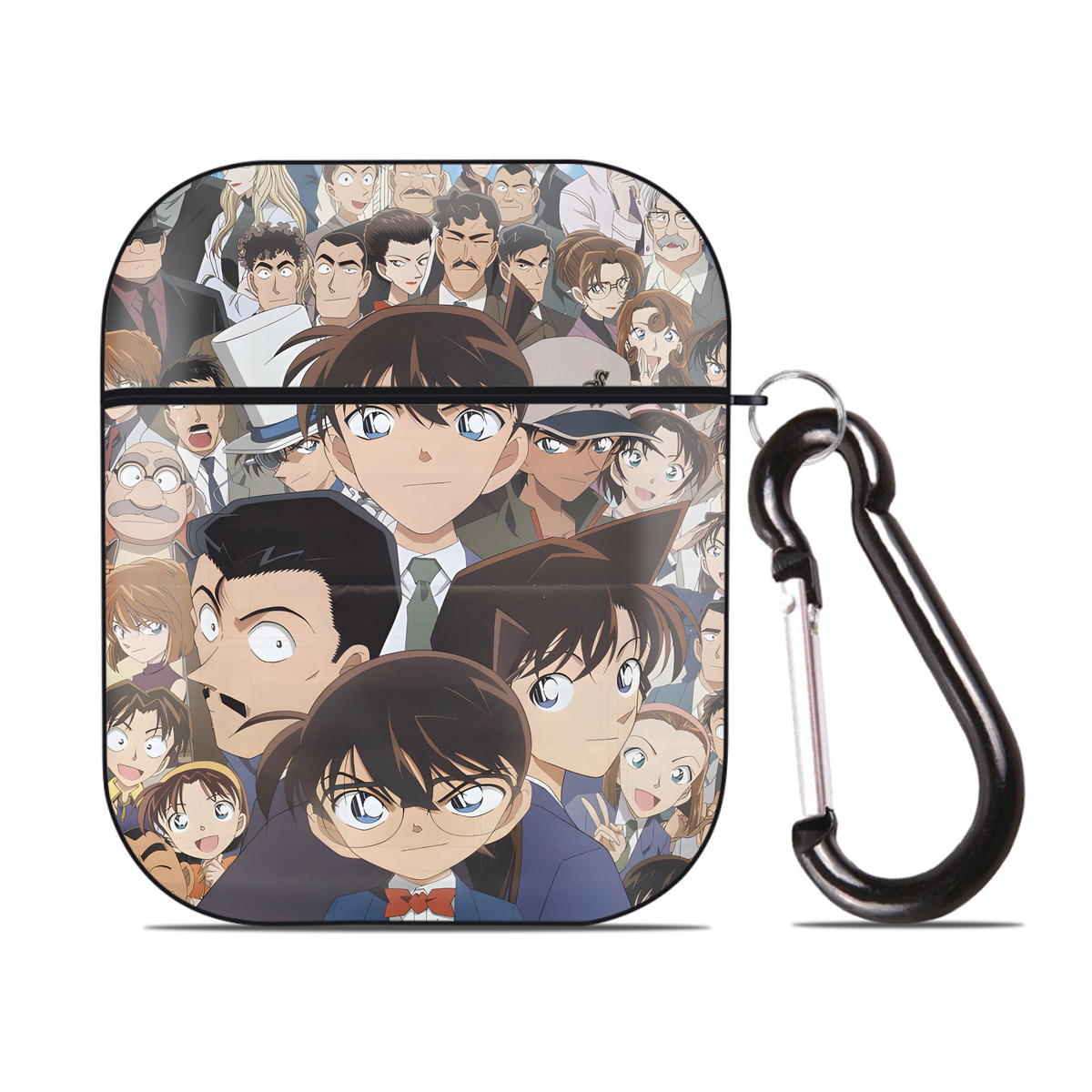 （画像用） 名探偵コナン Detective Conan AirPods 第2世代保護ケース ハードシェル ブラック 耐衝撃・防指紋・カラビナ付き