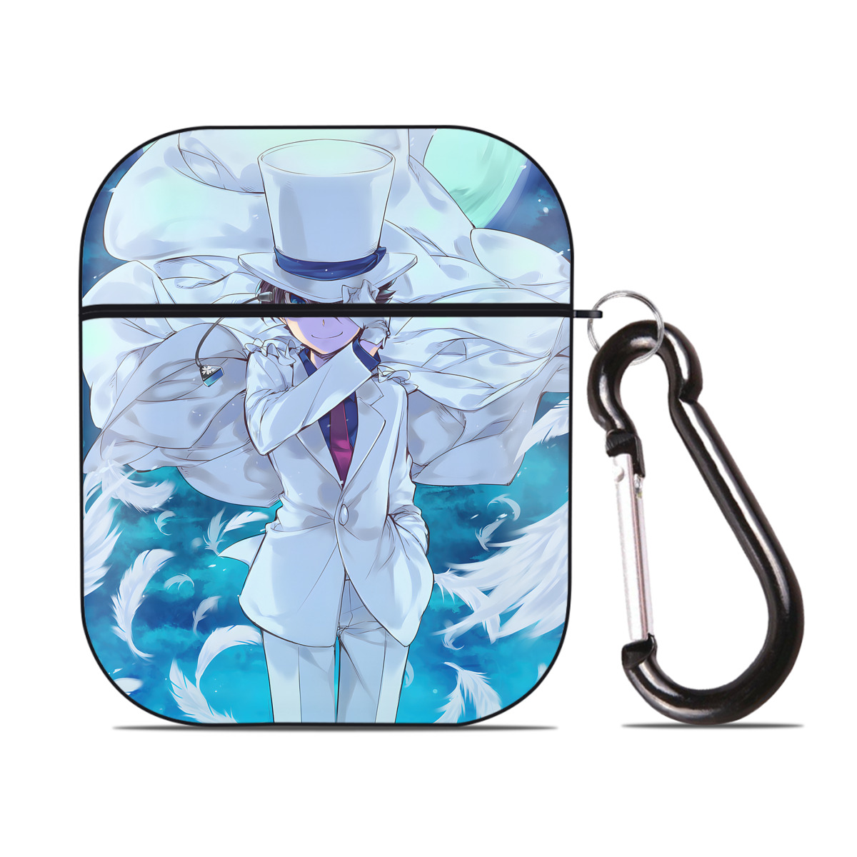 （画像用） 名探偵コナン Detective Conan AirPods 第2世代保護ケース ハードシェル ブラック 耐衝撃・防指紋・カラビナ付き