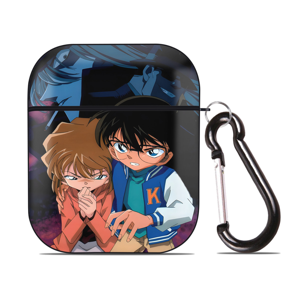 （画像用） 名探偵コナン Detective Conan AirPods 第2世代保護ケース ハードシェル ブラック 耐衝撃・防指紋・カラビナ付き
