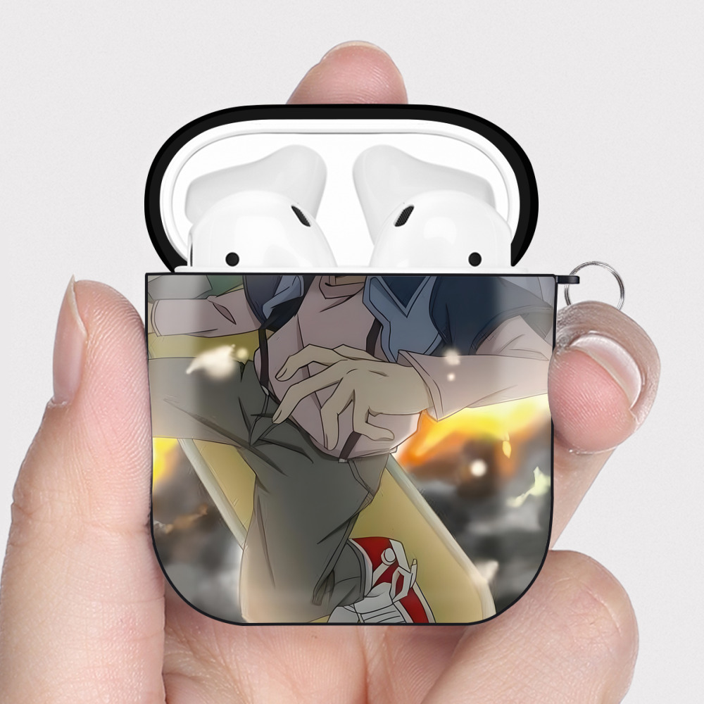 （画像用） 名探偵コナン Detective Conan AirPods 第2世代保護ケース ハードシェル ブラック 耐衝撃・防指紋・カラビナ付き