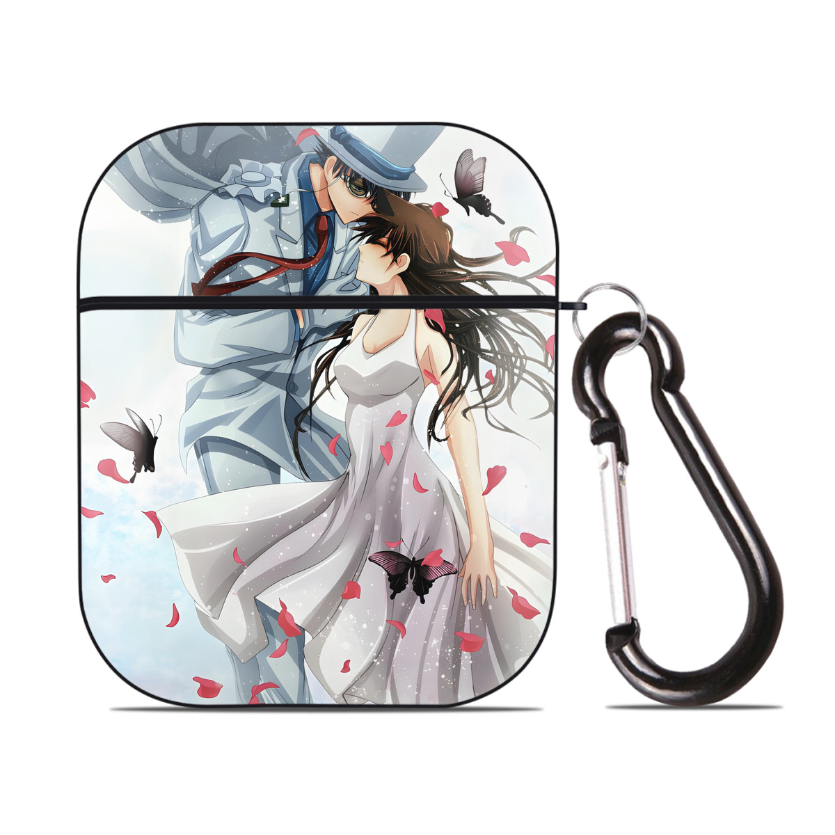 （画像用） 名探偵コナン Detective Conan AirPods 第2世代保護ケース ハードシェル ブラック 耐衝撃・防指紋・カラビナ付き