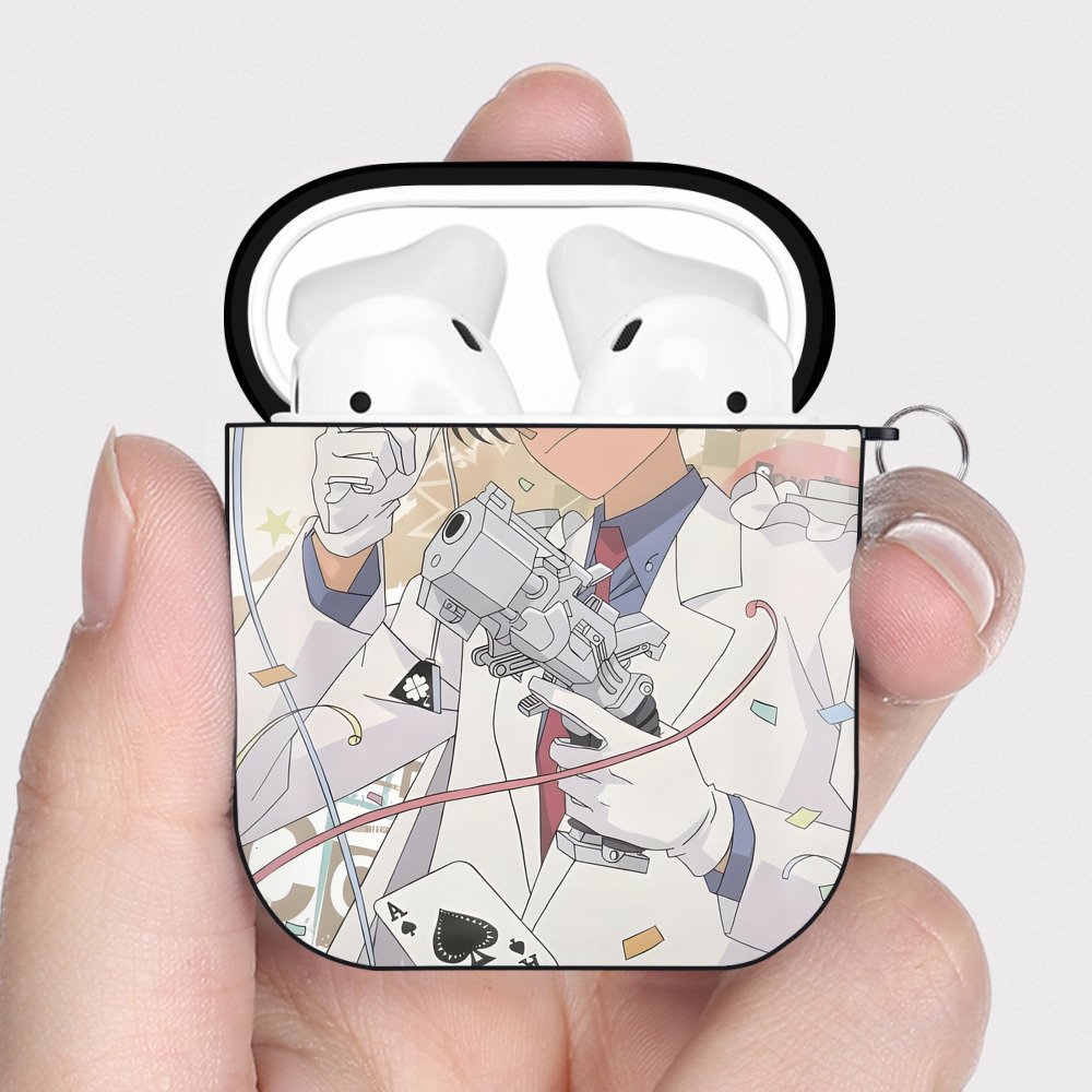 （画像用） 名探偵コナン Detective Conan AirPods 第2世代保護ケース ハードシェル ブラック 耐衝撃・防指紋・カラビナ付き