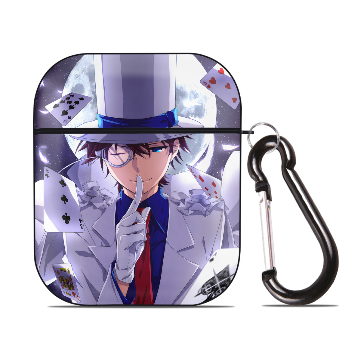 （画像用） 名探偵コナン Detective Conan AirPods 第2世代保護ケース ハードシェル ブラック 耐衝撃・防指紋・カラビナ付き