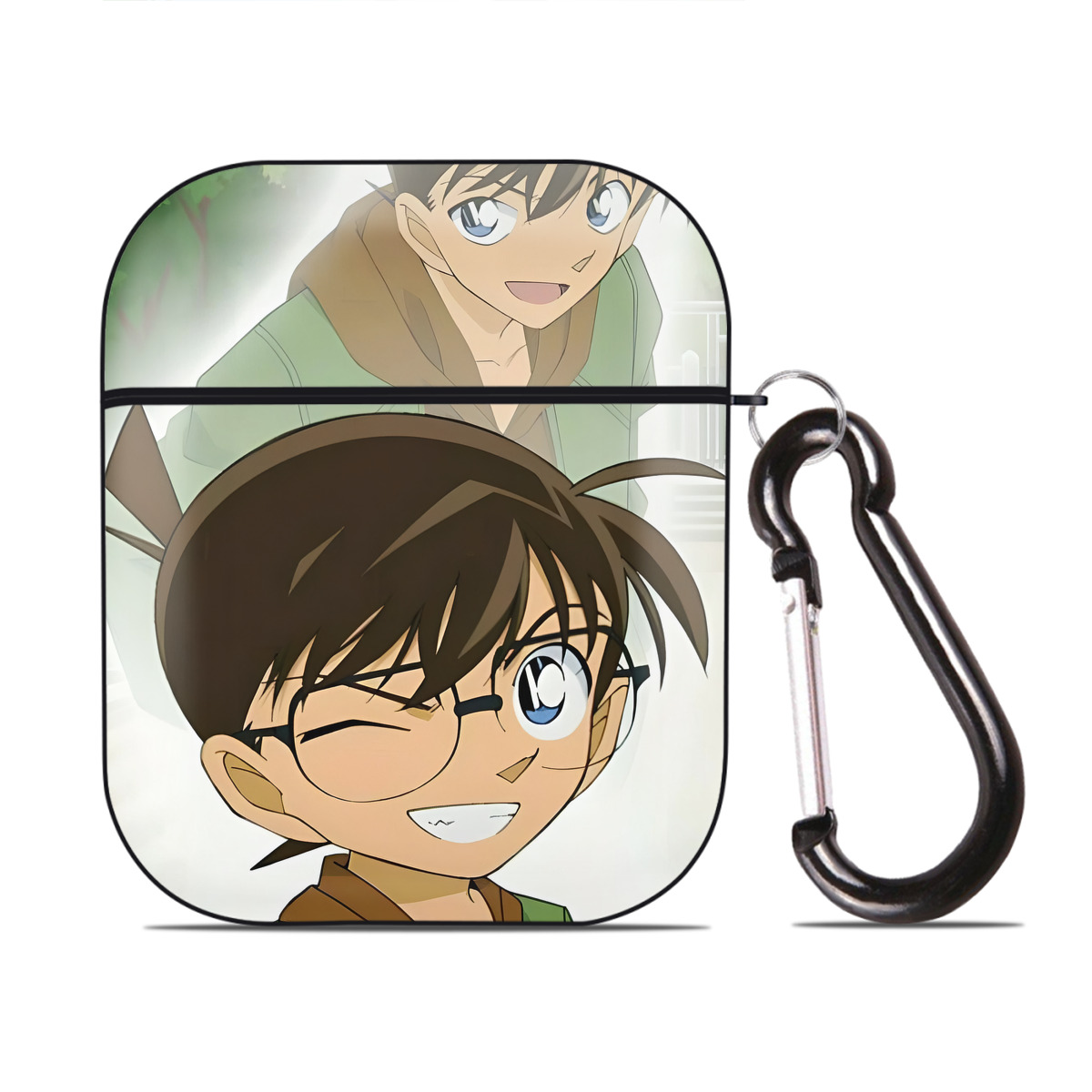 （画像用） 名探偵コナン Detective Conan AirPods 第2世代保護ケース ハードシェル ブラック 耐衝撃・防指紋・カラビナ付き
