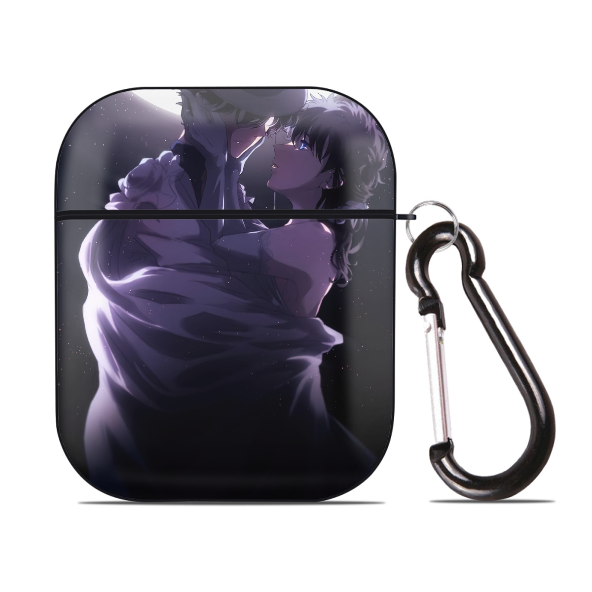 （画像用） 名探偵コナン Detective Conan AirPods 第2世代保護ケース ハードシェル ブラック 耐衝撃・防指紋・カラビナ付き