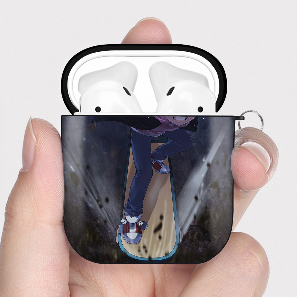（画像用） 名探偵コナン Detective Conan AirPods 第2世代保護ケース ハードシェル ブラック 耐衝撃・防指紋・カラビナ付き