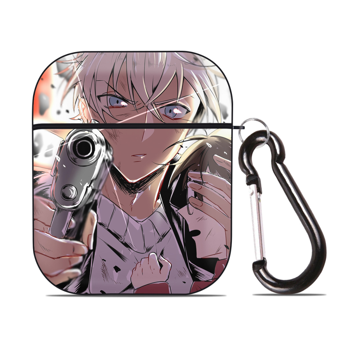 （画像用） 名探偵コナン Detective Conan AirPods 第2世代保護ケース ハードシェル ブラック 耐衝撃・防指紋・カラビナ付き