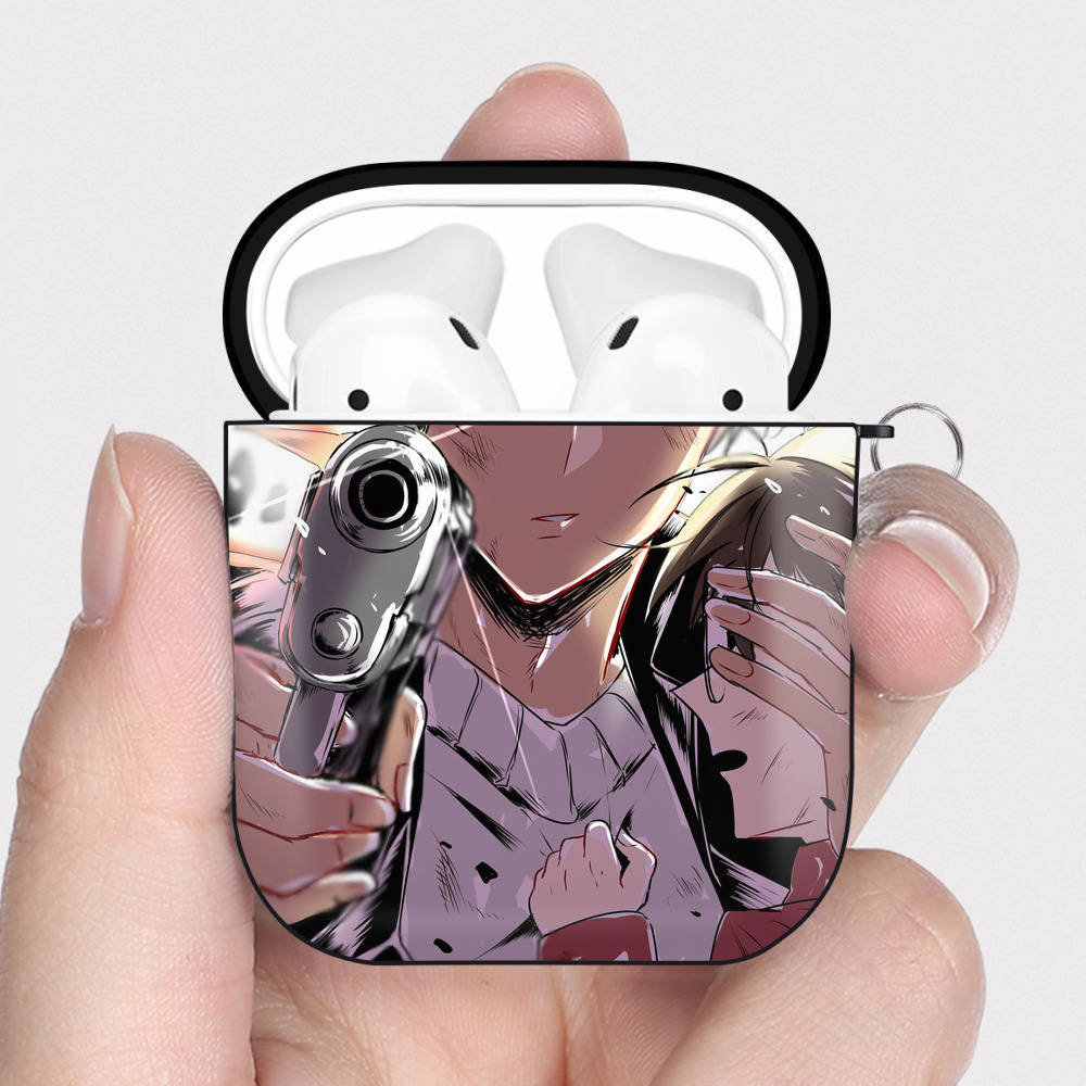 （画像用） 名探偵コナン Detective Conan AirPods 第2世代保護ケース ハードシェル ブラック 耐衝撃・防指紋・カラビナ付き