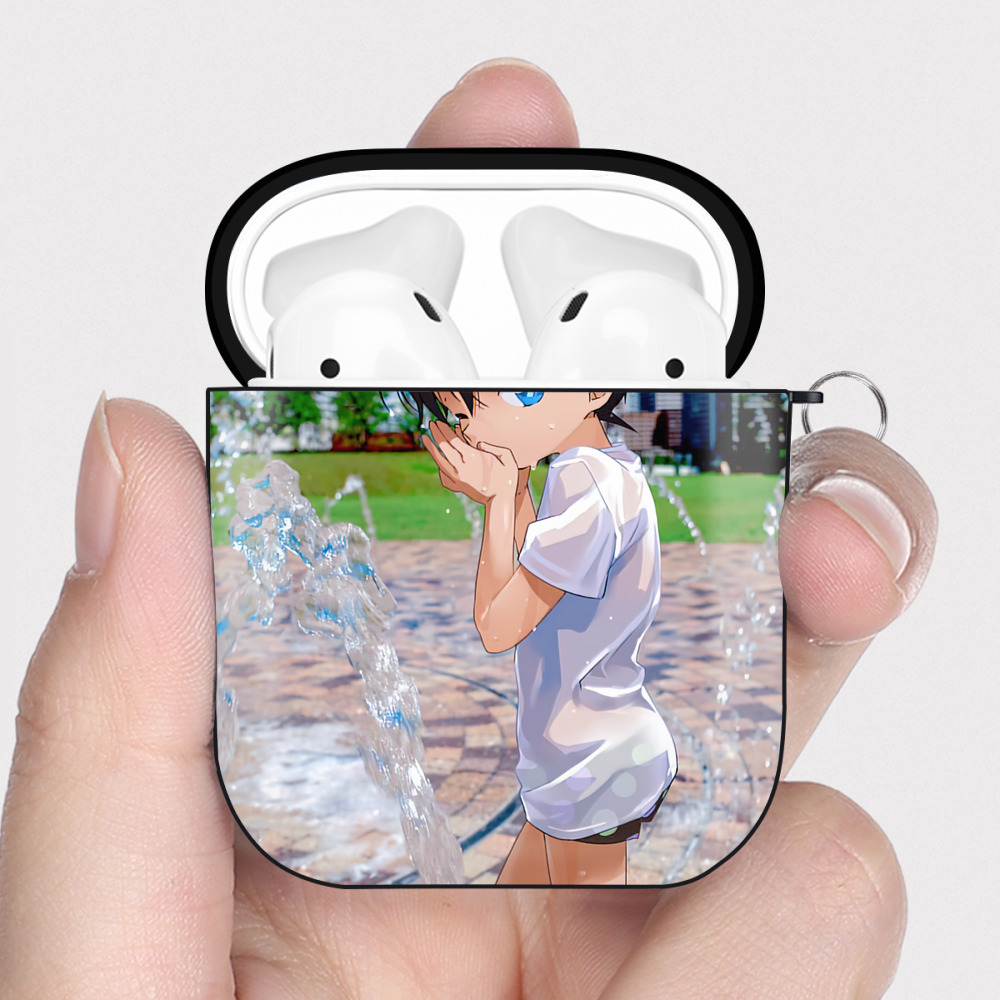 （画像用） 名探偵コナン Detective Conan AirPods 第2世代保護ケース ハードシェル ブラック 耐衝撃・防指紋・カラビナ付き