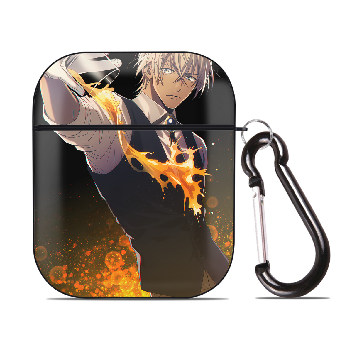 （画像用） 名探偵コナン Detective Conan AirPods 第2世代保護ケース ハードシェル ブラック 耐衝撃・防指紋・カラビナ付き