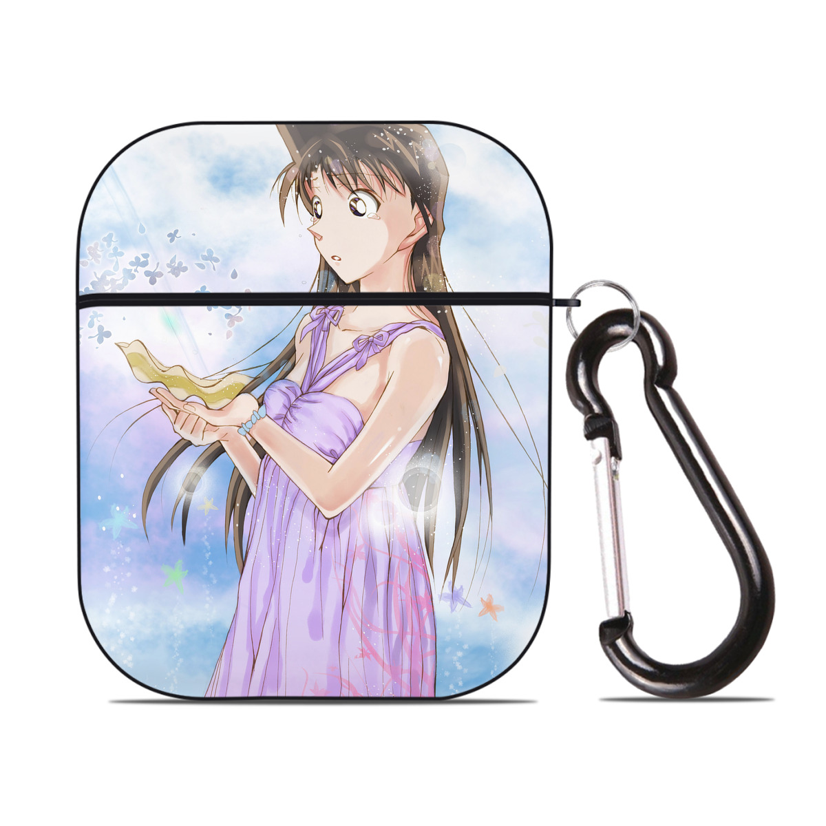 （画像用） 名探偵コナン Detective Conan AirPods 第2世代保護ケース ハードシェル ブラック 耐衝撃・防指紋・カラビナ付き