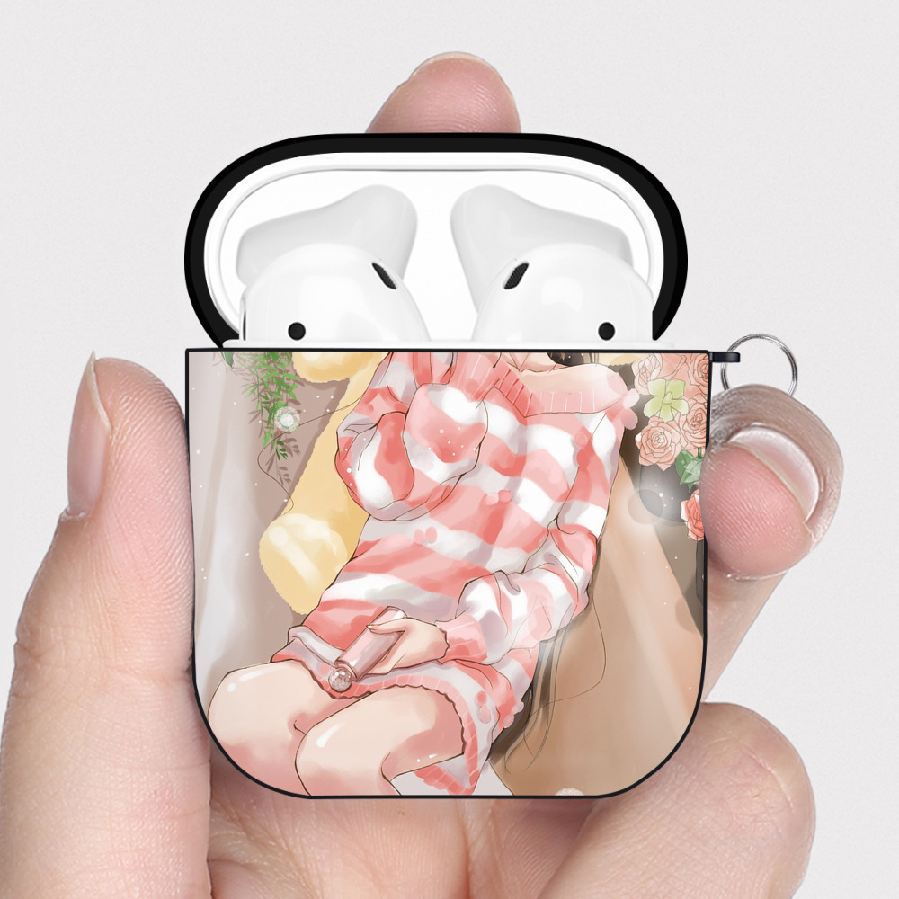 （画像用） 名探偵コナン Detective Conan AirPods 第2世代保護ケース ハードシェル ブラック 耐衝撃・防指紋・カラビナ付き
