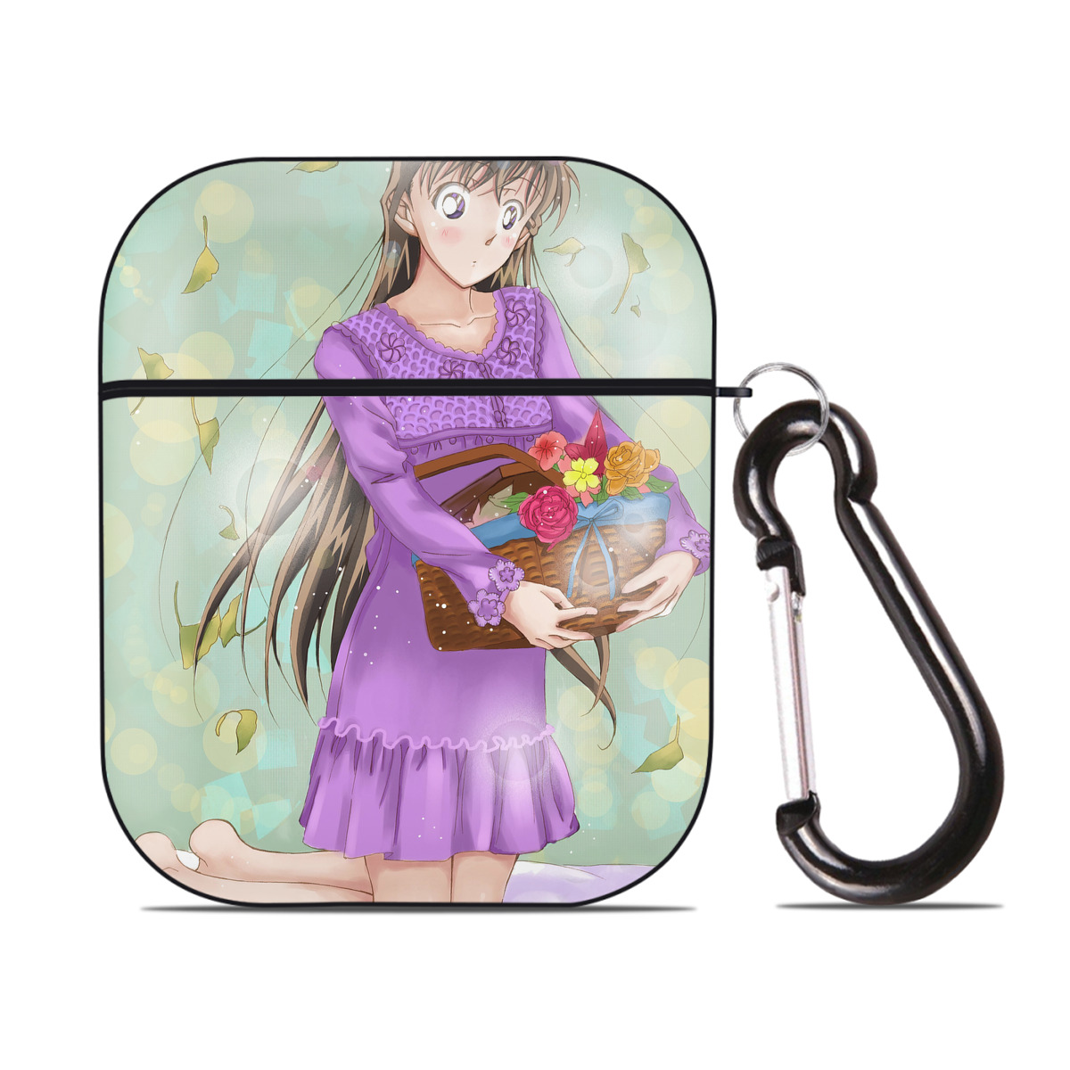 （画像用） 名探偵コナン Detective Conan AirPods 第2世代保護ケース ハードシェル ブラック 耐衝撃・防指紋・カラビナ付き