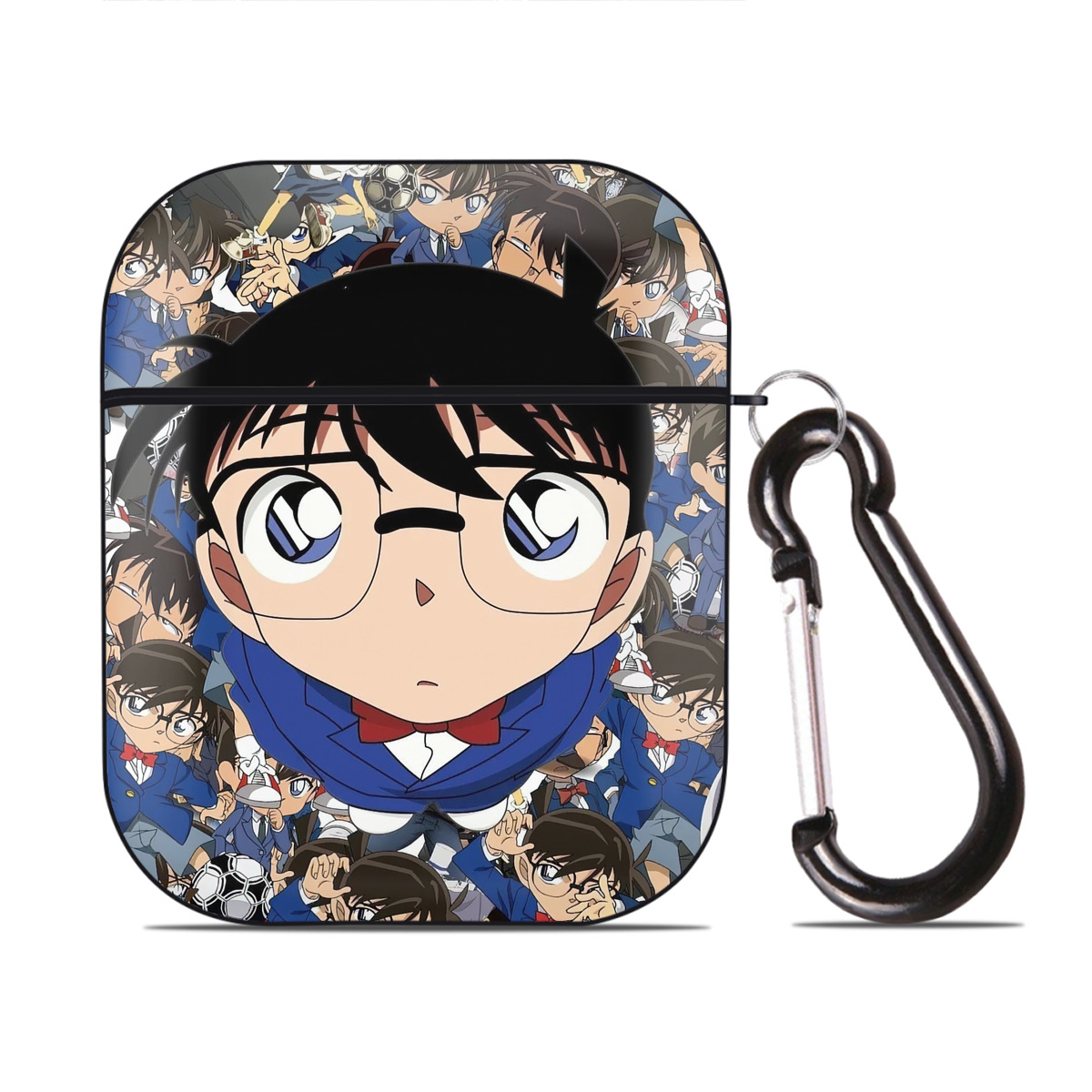 （画像用） 名探偵コナン Detective Conan AirPods 第2世代保護ケース ハードシェル ブラック 耐衝撃・防指紋・カラビナ付き