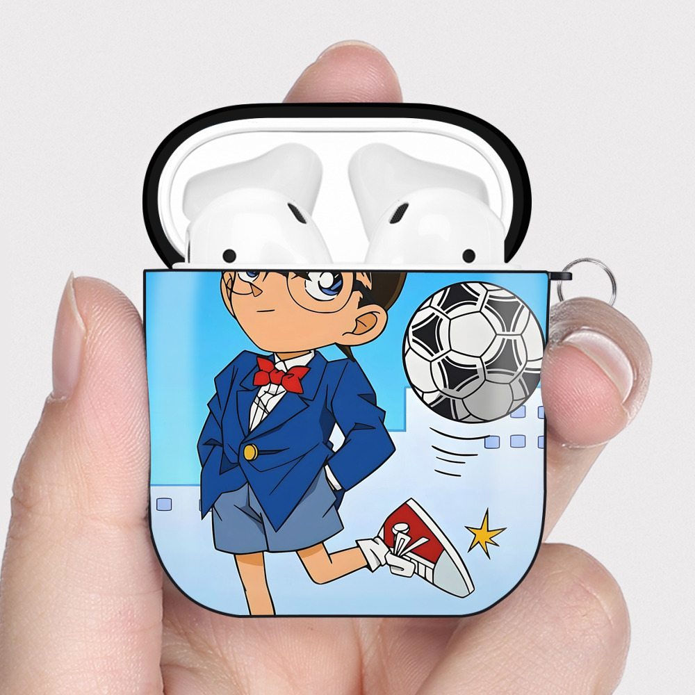 （画像用） 名探偵コナン Detective Conan AirPods 第2世代保護ケース ハードシェル ブラック 耐衝撃・防指紋・カラビナ付き