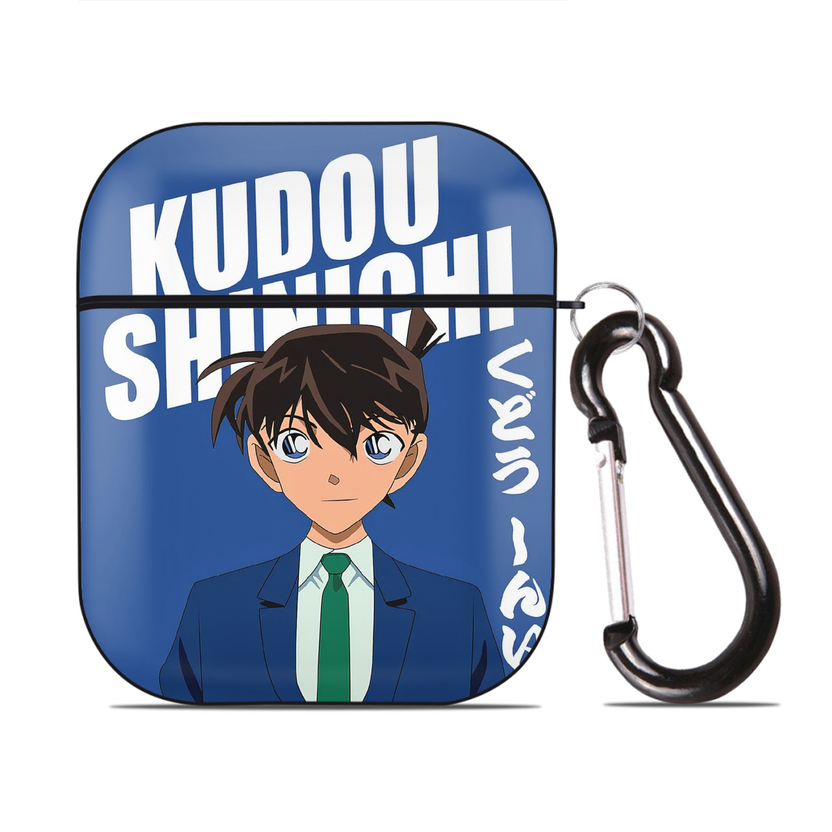 （画像用） 名探偵コナン Detective Conan AirPods 第2世代保護ケース ハードシェル ブラック 耐衝撃・防指紋・カラビナ付き
