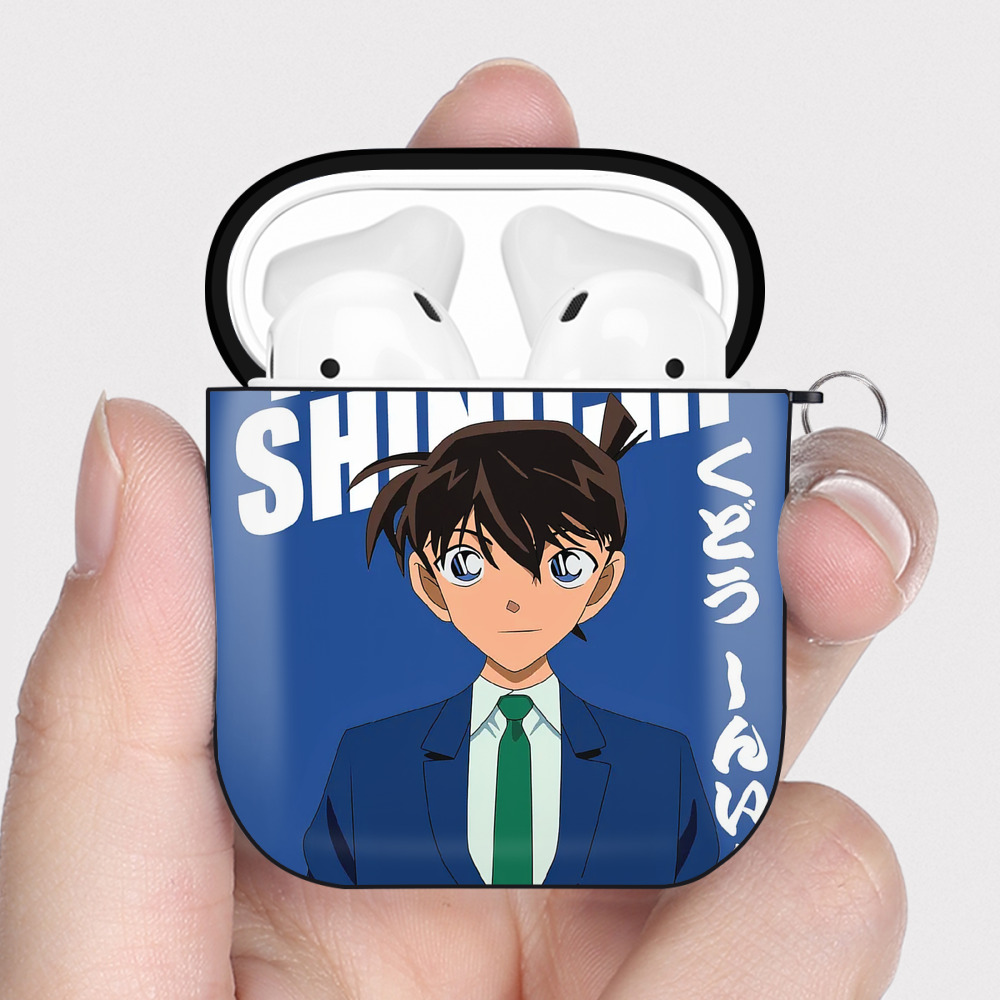 （画像用） 名探偵コナン Detective Conan AirPods 第2世代保護ケース ハードシェル ブラック 耐衝撃・防指紋・カラビナ付き