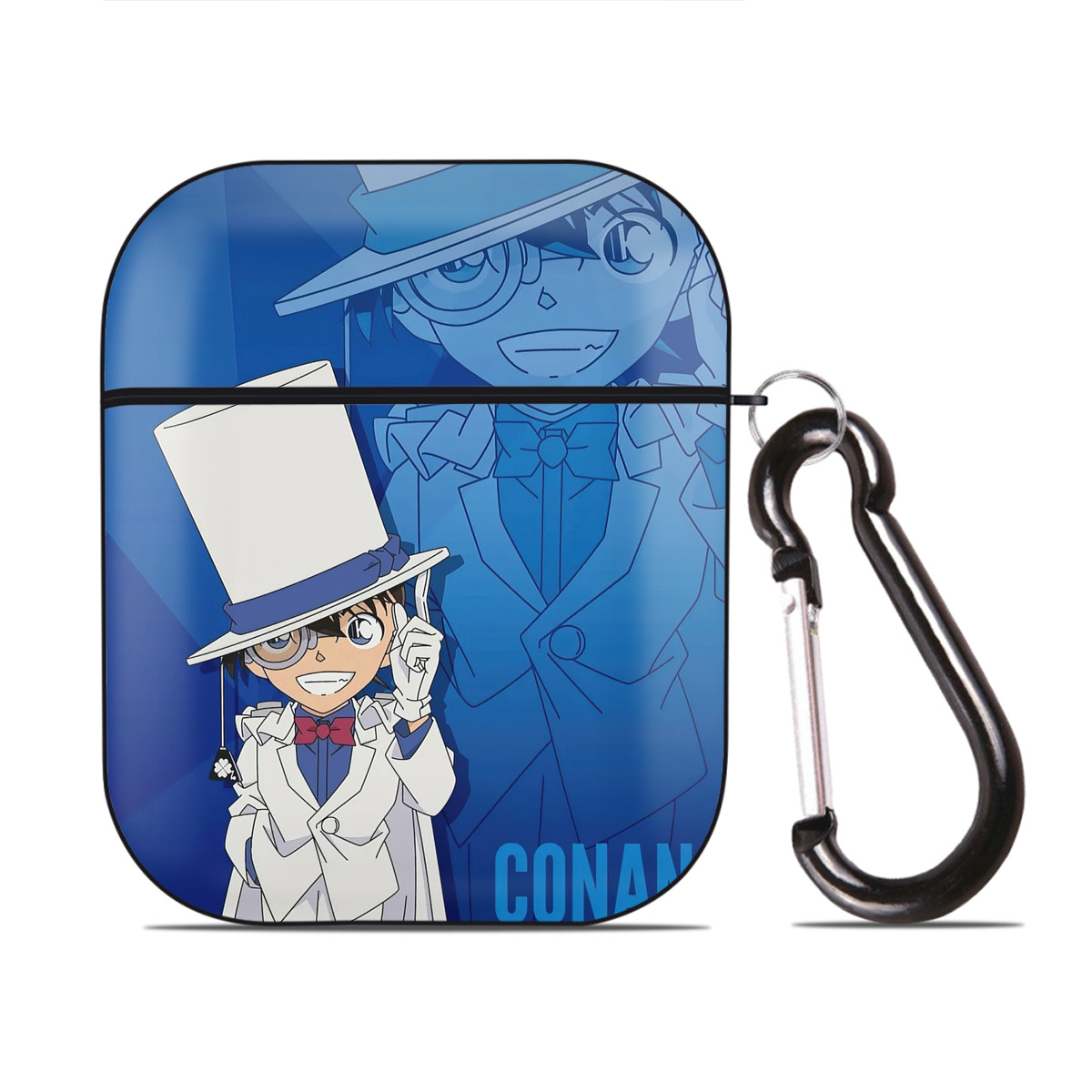（画像用） 名探偵コナン Detective Conan AirPods 第2世代保護ケース ハードシェル ブラック 耐衝撃・防指紋・カラビナ付き
