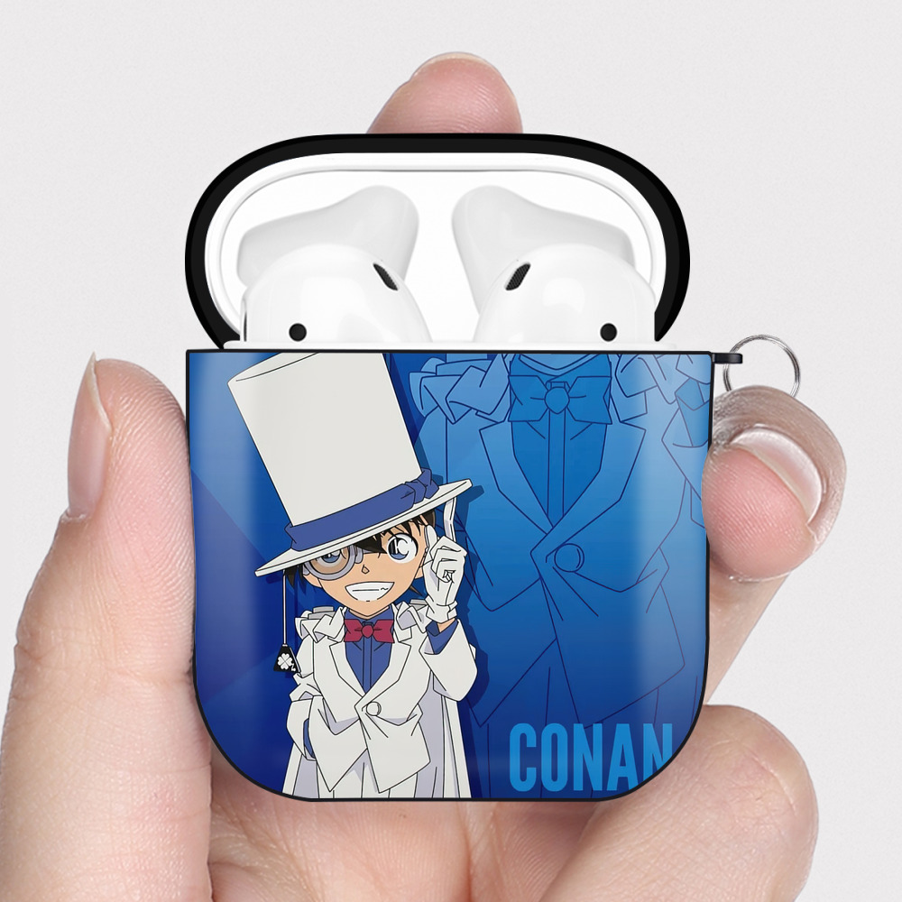 （画像用） 名探偵コナン Detective Conan AirPods 第2世代保護ケース ハードシェル ブラック 耐衝撃・防指紋・カラビナ付き