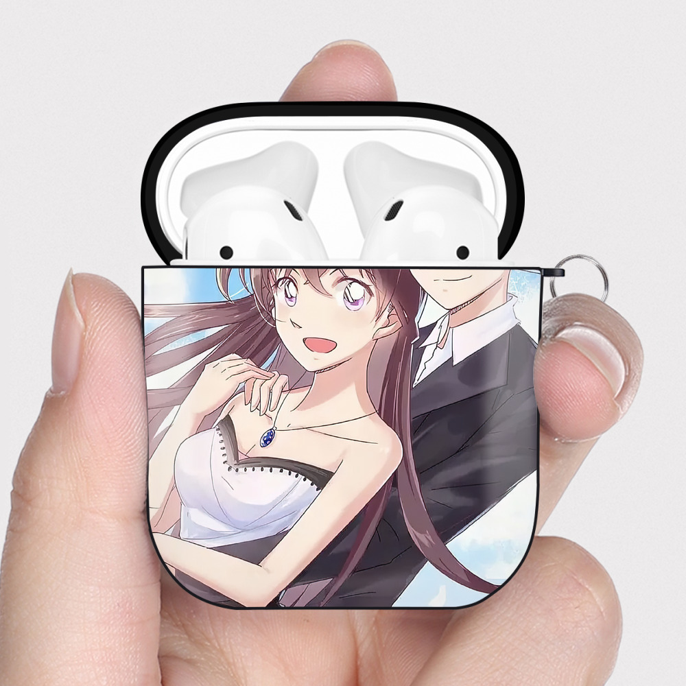 （画像用） 名探偵コナン Detective Conan AirPods 第2世代保護ケース ハードシェル ブラック 耐衝撃・防指紋・カラビナ付き