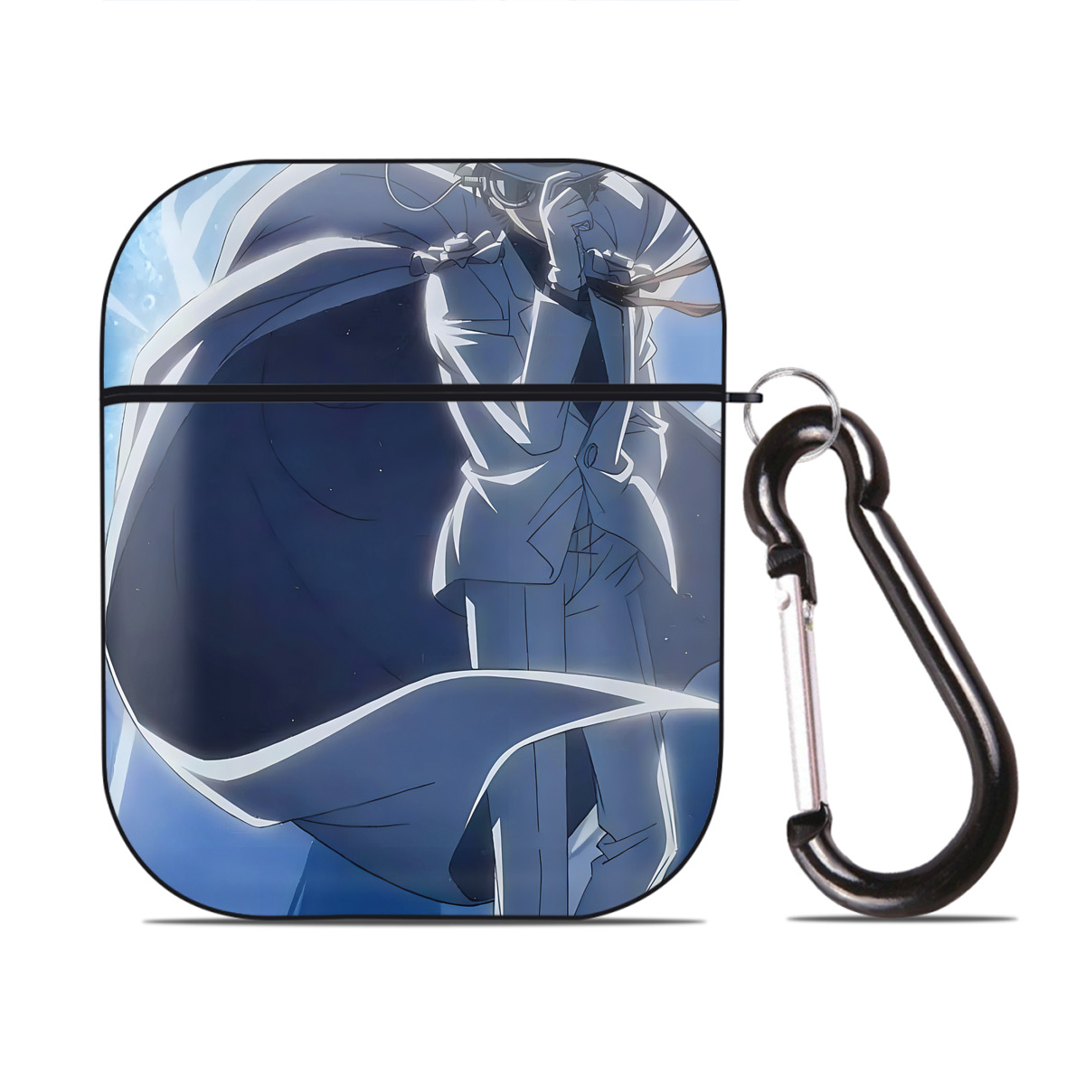 （画像用） 名探偵コナン Detective Conan AirPods 第2世代保護ケース ハードシェル ブラック 耐衝撃・防指紋・カラビナ付き