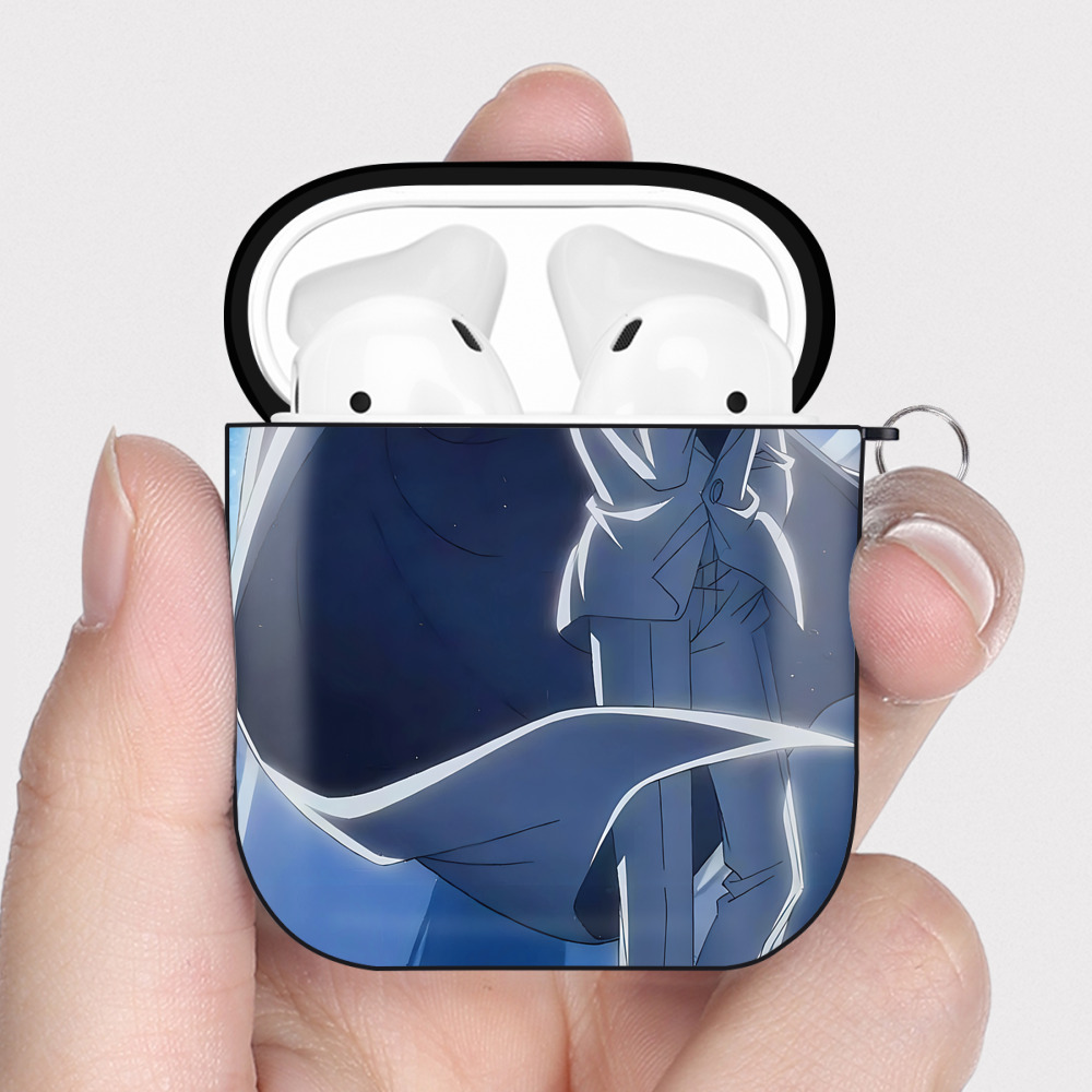 （画像用） 名探偵コナン Detective Conan AirPods 第2世代保護ケース ハードシェル ブラック 耐衝撃・防指紋・カラビナ付き