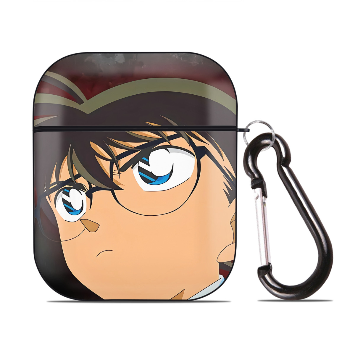 （画像用） 名探偵コナン Detective Conan AirPods 第2世代保護ケース ハードシェル ブラック 耐衝撃・防指紋・カラビナ付き