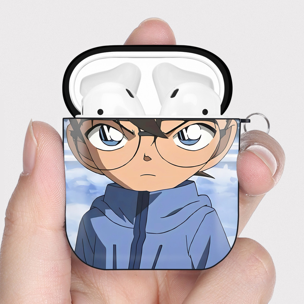 （画像用） 名探偵コナン Detective Conan AirPods 第2世代保護ケース ハードシェル ブラック 耐衝撃・防指紋・カラビナ付き