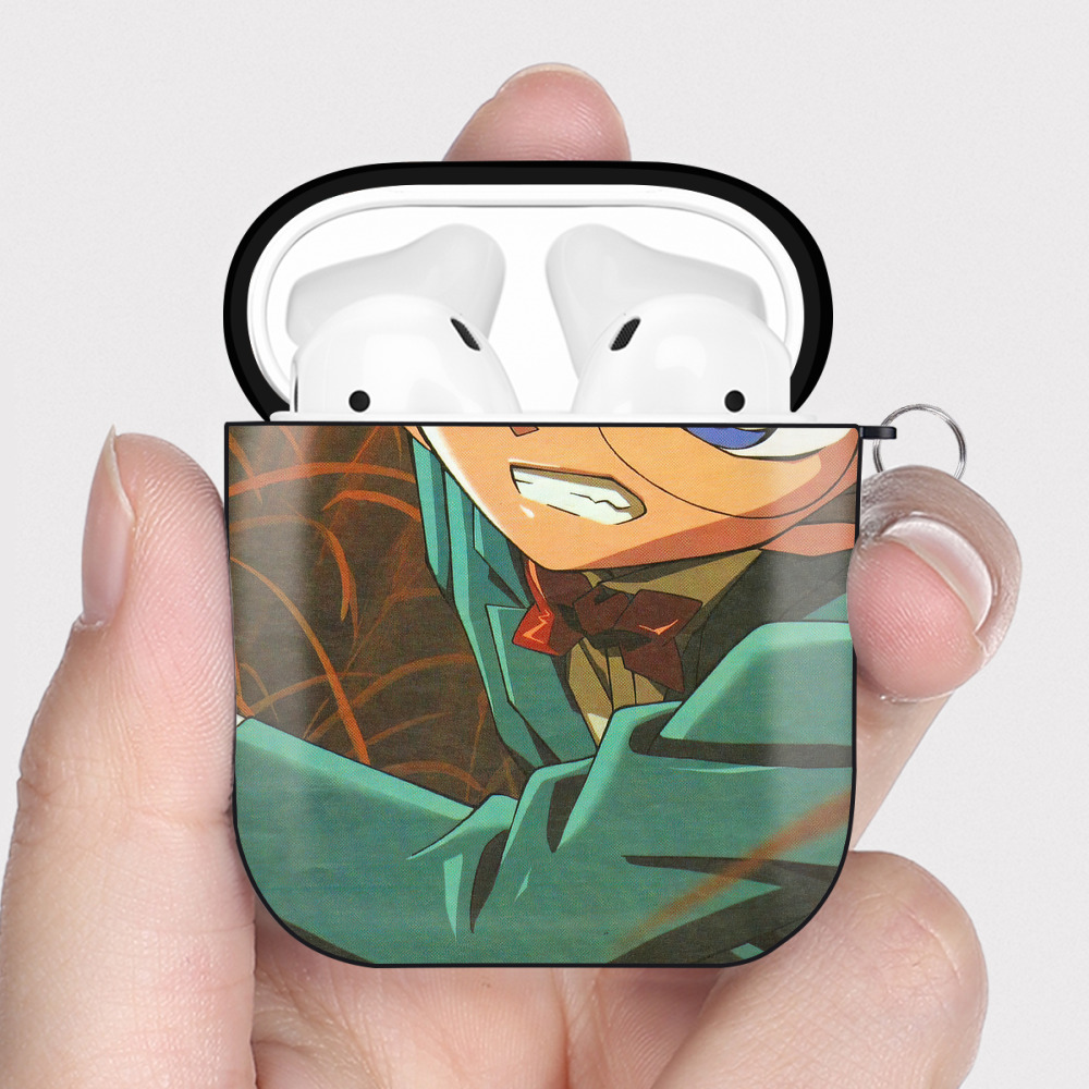 （画像用） 名探偵コナン Detective Conan AirPods 第2世代保護ケース ハードシェル ブラック 耐衝撃・防指紋・カラビナ付き