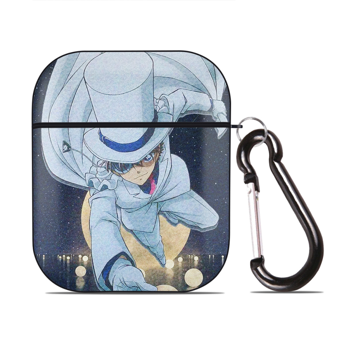 （画像用） 名探偵コナン Detective Conan AirPods 第2世代保護ケース ハードシェル ブラック 耐衝撃・防指紋・カラビナ付き