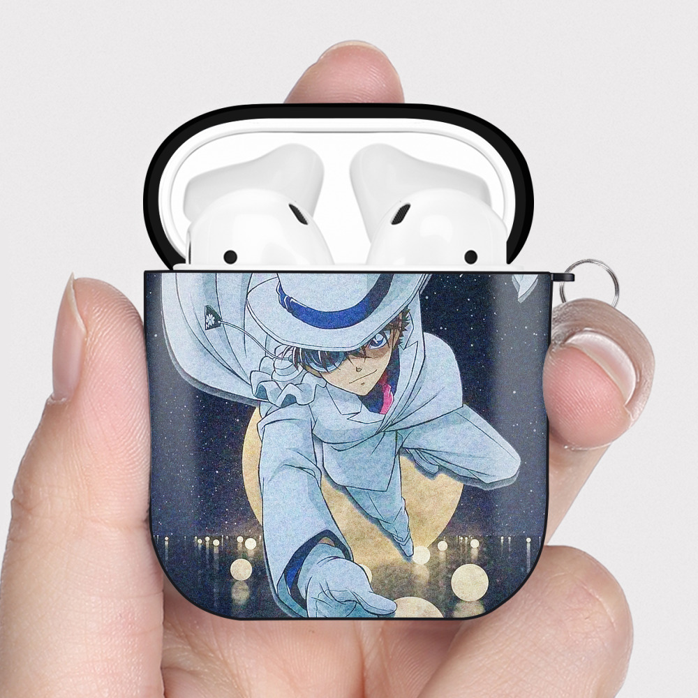 （画像用） 名探偵コナン Detective Conan AirPods 第2世代保護ケース ハードシェル ブラック 耐衝撃・防指紋・カラビナ付き