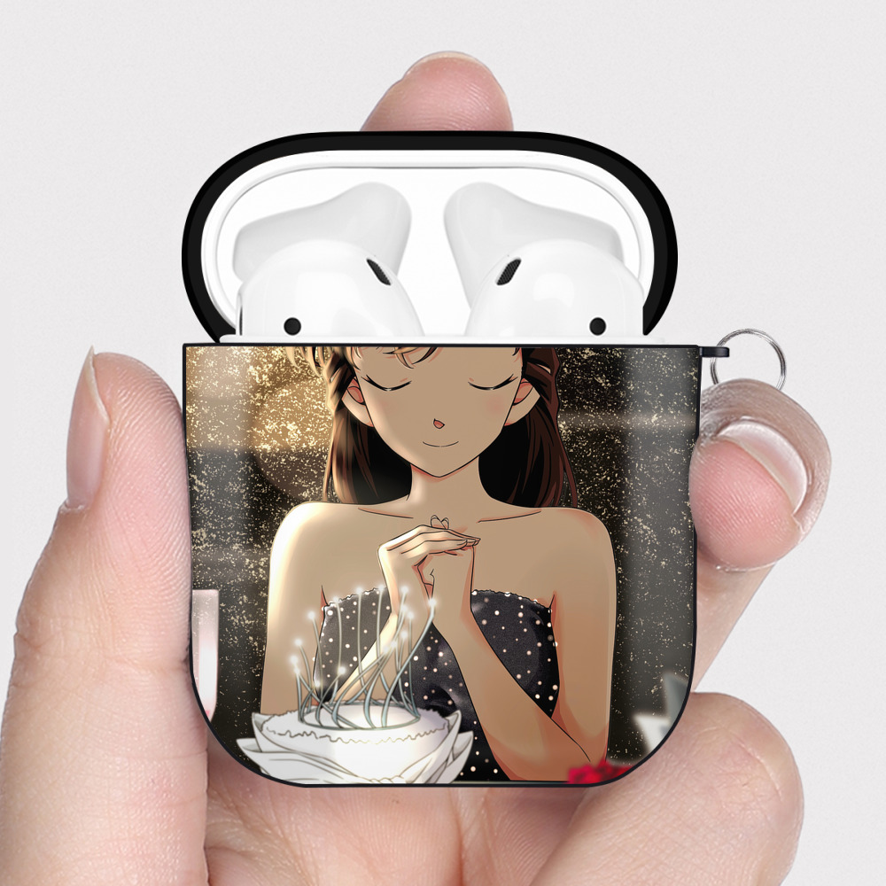 （画像用） 名探偵コナン Detective Conan AirPods 第2世代保護ケース ハードシェル ブラック 耐衝撃・防指紋・カラビナ付き