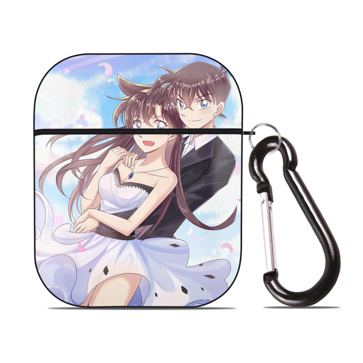 （画像用） 名探偵コナン Detective Conan AirPods 第2世代保護ケース ハードシェル ブラック 耐衝撃・防指紋・カラビナ付き