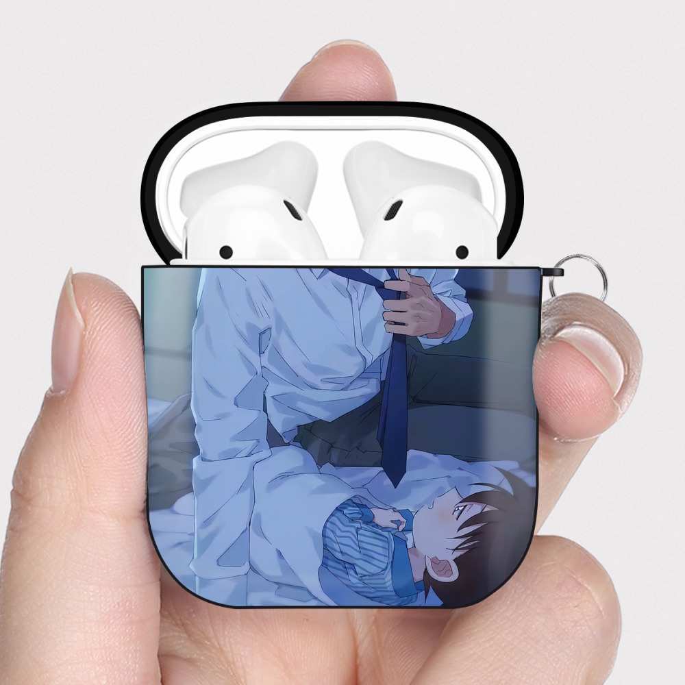 （画像用） 名探偵コナン Detective Conan AirPods 第2世代保護ケース ハードシェル ブラック 耐衝撃・防指紋・カラビナ付き