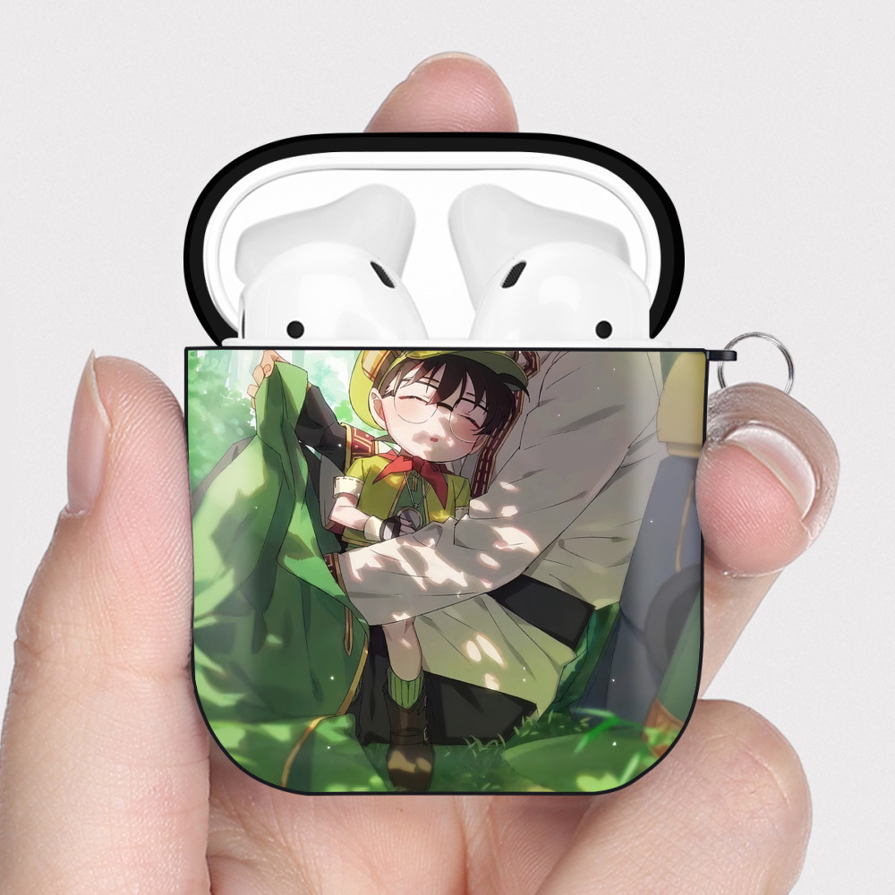（画像用） 名探偵コナン Detective Conan AirPods 第2世代保護ケース ハードシェル ブラック 耐衝撃・防指紋・カラビナ付き