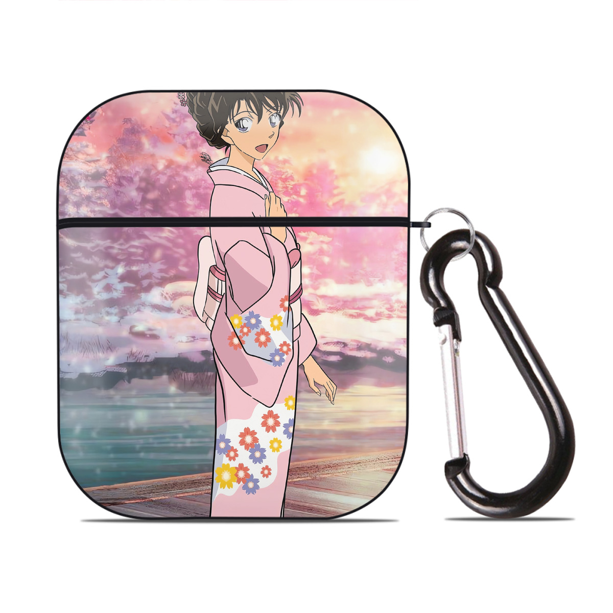 （画像用） 名探偵コナン Detective Conan AirPods 第2世代保護ケース ハードシェル ブラック 耐衝撃・防指紋・カラビナ付き