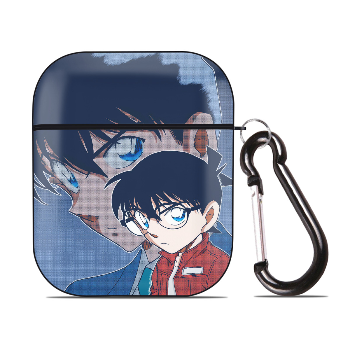 （画像用） 名探偵コナン Detective Conan AirPods 第2世代保護ケース ハードシェル ブラック 耐衝撃・防指紋・カラビナ付き