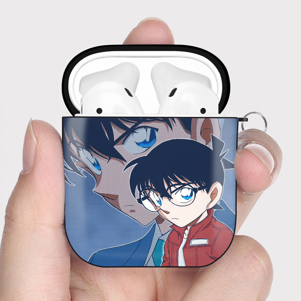 （画像用） 名探偵コナン Detective Conan AirPods 第2世代保護ケース ハードシェル ブラック 耐衝撃・防指紋・カラビナ付き