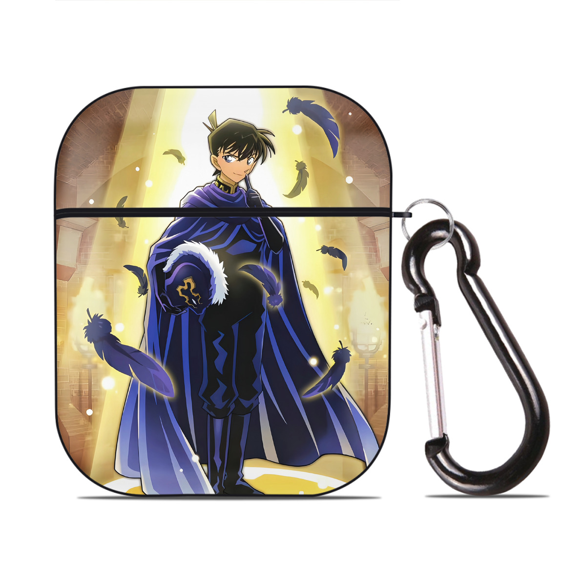 （画像用） 名探偵コナン Detective Conan AirPods 第2世代保護ケース ハードシェル ブラック 耐衝撃・防指紋・カラビナ付き